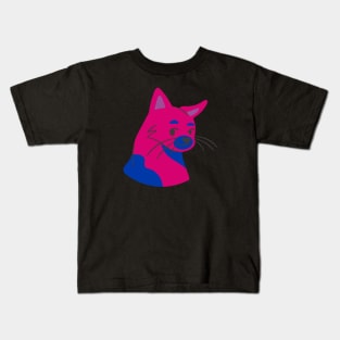 Cat in bisexual pride colors Kids T-Shirt